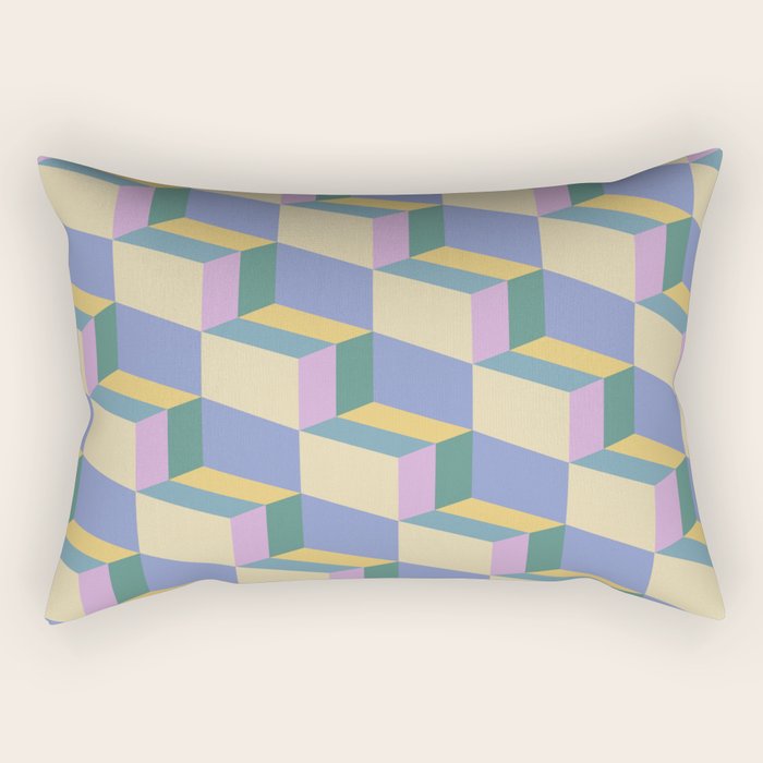Cuboid Geometric Abstract Shapes Pattern XVI Rectangular Pillow Gallery Image 2