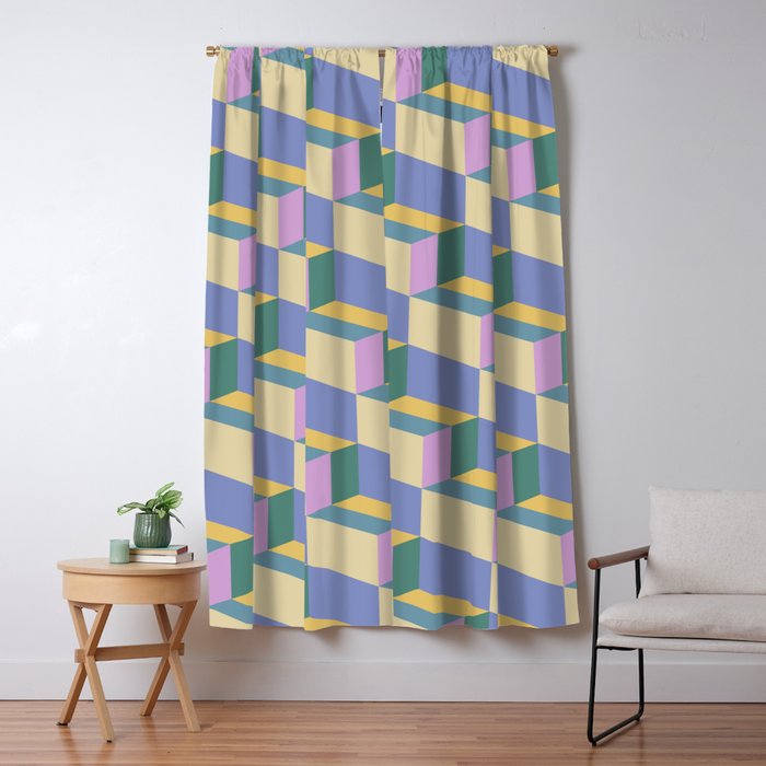 Cuboid Geometric Abstract Shapes Pattern XVI Window Curtain Gallery Image 5