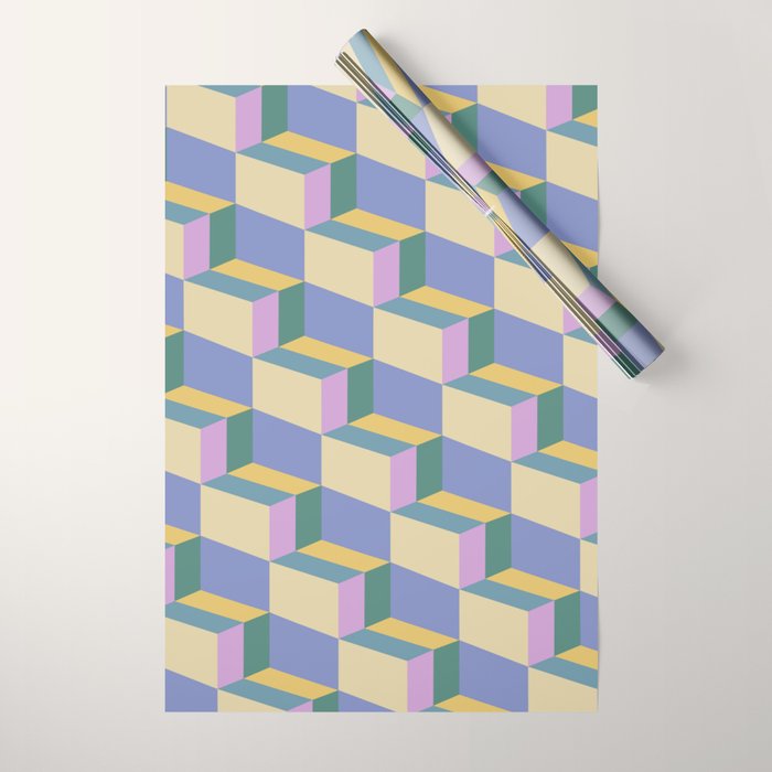 Cuboid Geometric Abstract Shapes Pattern XVI Wrapping Paper Gallery Image 1