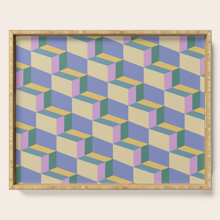 Cuboid Geometric Abstract Shapes Pattern XVI Serving Tray Gallery Image 1