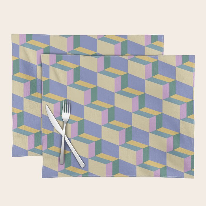 Cuboid Geometric Abstract Shapes Pattern XVI Placemat Gallery Image 1