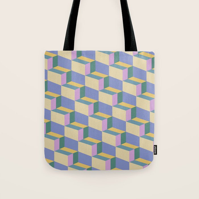 Cuboid Geometric Abstract Shapes Pattern XVI Tote Bag Gallery Image 1