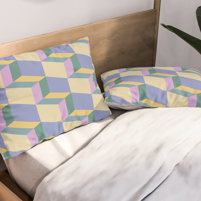 Cuboid Geometric Abstract Shapes Pattern XVI Pillow Sham Gallery Image 2