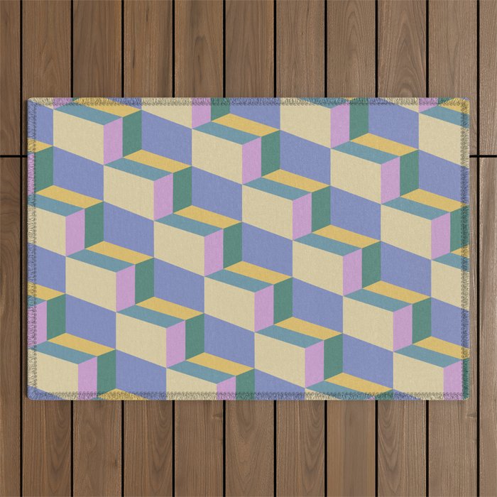 Cuboid Geometric Abstract Shapes Pattern XVI Outdoor Rug Gallery Image 1