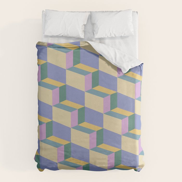Cuboid Geometric Abstract Shapes Pattern XVI Duvet Cover Gallery Image 6