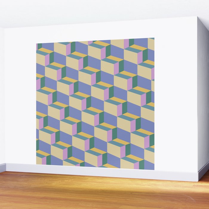 Cuboid Geometric Abstract Shapes Pattern XVI Wall Mural Gallery Image 2