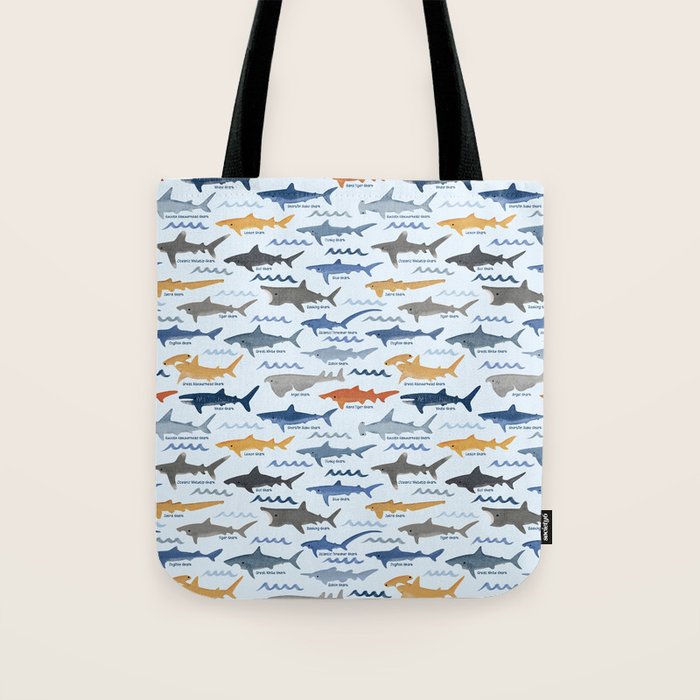Shark Species Identification Chart Tote Bag Gallery Image 1