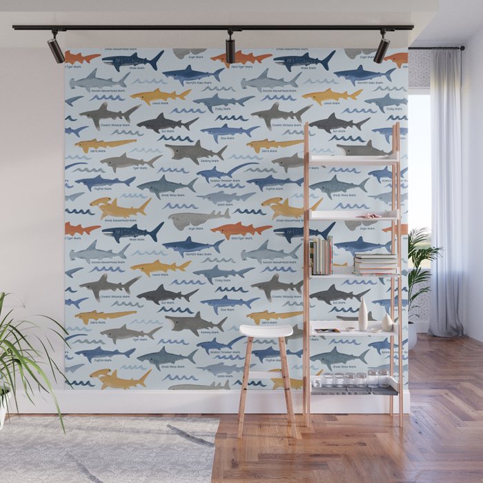 Shark Species Identification Chart Wall Mural Gallery Image 1