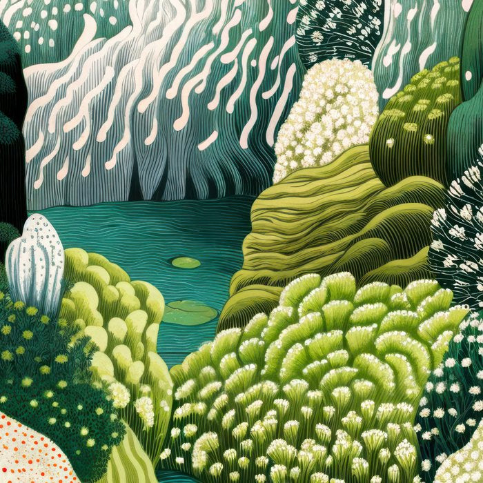 Japanese Painting Maximalist Art Outdoor Poster Sage Green Polkadot Pattern Botanical Wall Art Coffee Mug Gallery Image 2