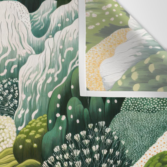 Japanese Painting Maximalist Art Outdoor Poster Sage Green Polkadot Pattern Botanical Wall Art Wall Tapestry Gallery Image 3