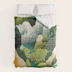 Japanese Painting Maximalist Art Outdoor Poster Sage Green Polkadot Pattern Botanical Wall Art Duvet Cover Gallery Image 6