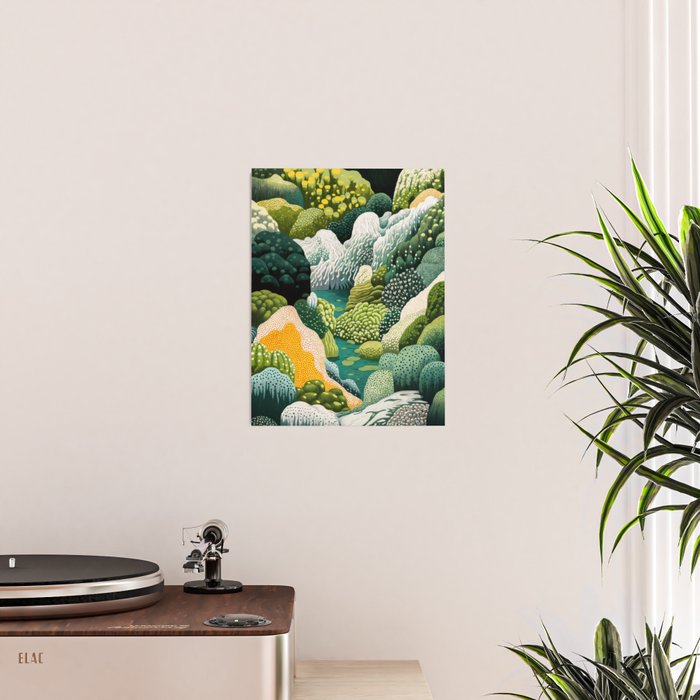 Japanese Painting Maximalist Art Outdoor Poster Sage Green Polkadot Pattern Botanical Wall Art Poster Gallery Image 2