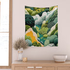 Japanese Painting Maximalist Art Outdoor Poster Sage Green Polkadot Pattern Botanical Wall Art Wall Tapestry Gallery Image 2