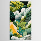 Japanese Painting Maximalist Art Outdoor Poster Sage Green Polkadot Pattern Botanical Wall Art Tablecloth Gallery Image 2