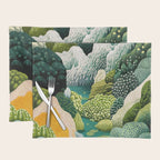 Japanese Painting Maximalist Art Outdoor Poster Sage Green Polkadot Pattern Botanical Wall Art Placemat Gallery Image 1
