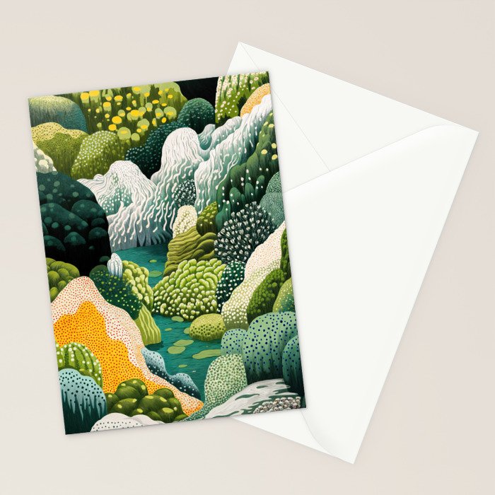 Japanese Painting Maximalist Art Outdoor Poster Sage Green Polkadot Pattern Botanical Wall Art Stationery Card Gallery Image 2