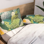 Japanese Painting Maximalist Art Outdoor Poster Sage Green Polkadot Pattern Botanical Wall Art Pillow Sham Gallery Image 2
