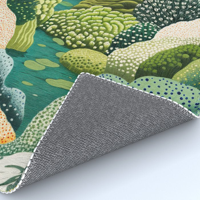 Japanese Painting Maximalist Art Outdoor Poster Sage Green Polkadot Pattern Botanical Wall Art Rug Gallery Image 4