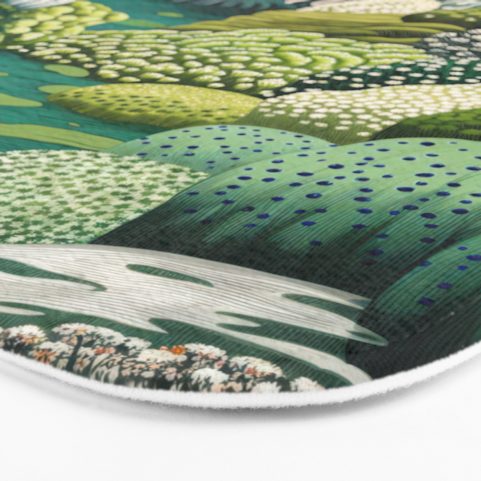 Japanese Painting Maximalist Art Outdoor Poster Sage Green Polkadot Pattern Botanical Wall Art Bath Mat Gallery Image 3