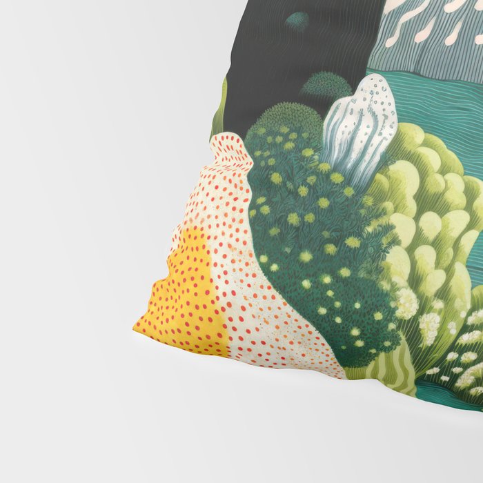 Japanese Painting Maximalist Art Outdoor Poster Sage Green Polkadot Pattern Botanical Wall Art Pillow Sham Gallery Image 4