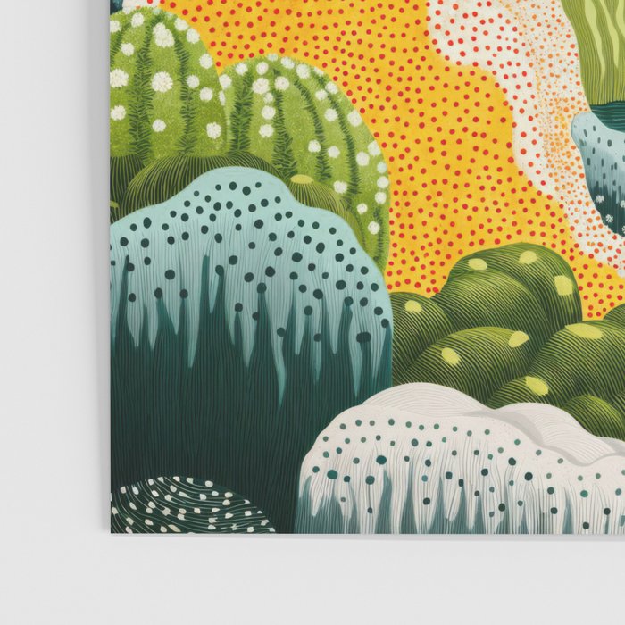 Japanese Painting Maximalist Art Outdoor Poster Sage Green Polkadot Pattern Botanical Wall Art Poster Gallery Image 3