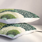 Japanese Painting Maximalist Art Outdoor Poster Sage Green Polkadot Pattern Botanical Wall Art Pillow Sham Gallery Image 3