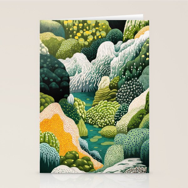 Japanese Painting Maximalist Art Outdoor Poster Sage Green Polkadot Pattern Botanical Wall Art Stationery Card Gallery Image 1