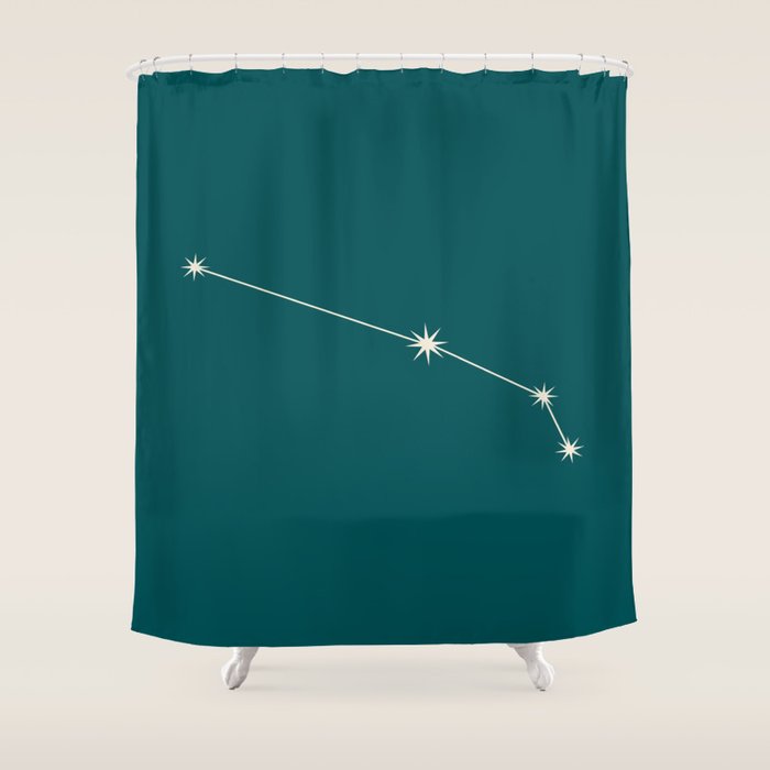 Aries Zodiac Star Constellation Line Art Deep Teal Shower Curtain Gallery Image 1