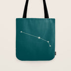 Aries Zodiac Star Constellation Line Art Deep Teal Tote Bag Gallery Image 1