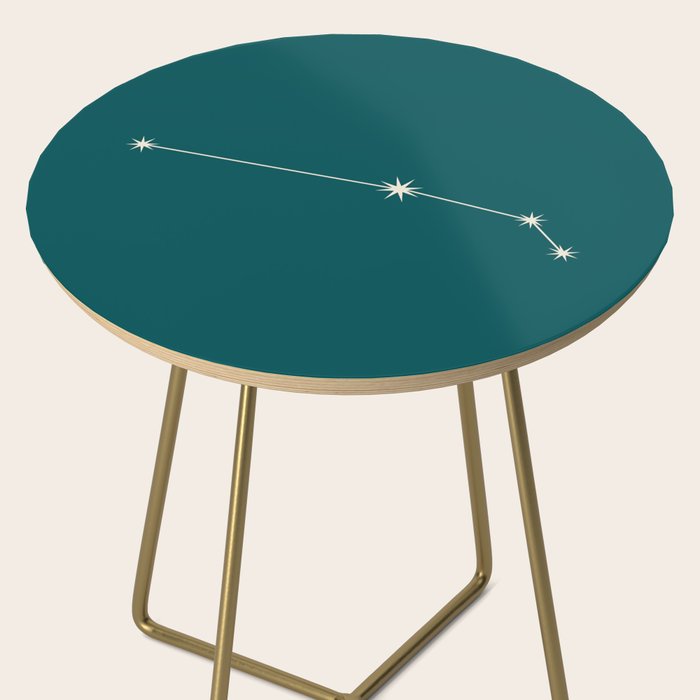 Aries Zodiac Star Constellation Line Art Deep Teal Side Table Gallery Image 2