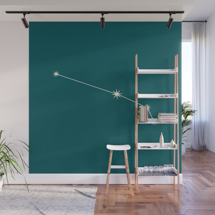 Aries Zodiac Star Constellation Line Art Deep Teal Wall Mural Gallery Image 1