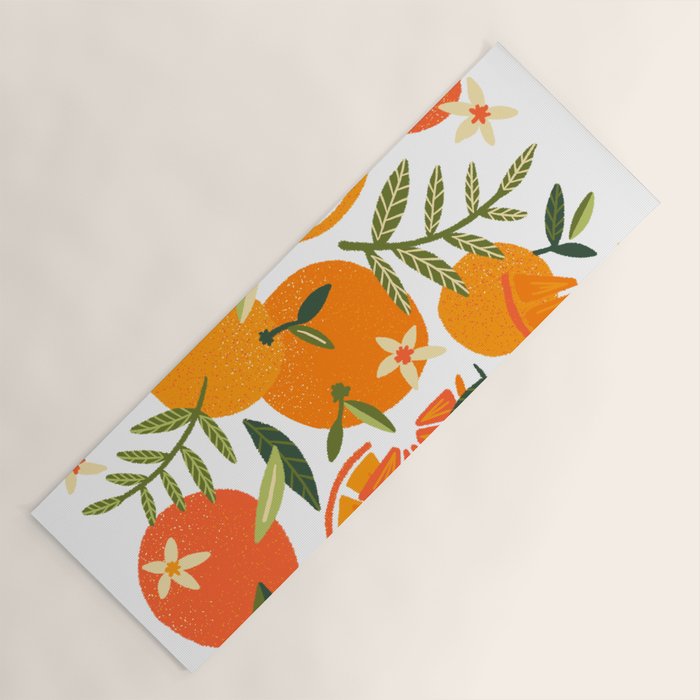 Orange Blooms - White Palette Yoga Mat Gallery Image 1
