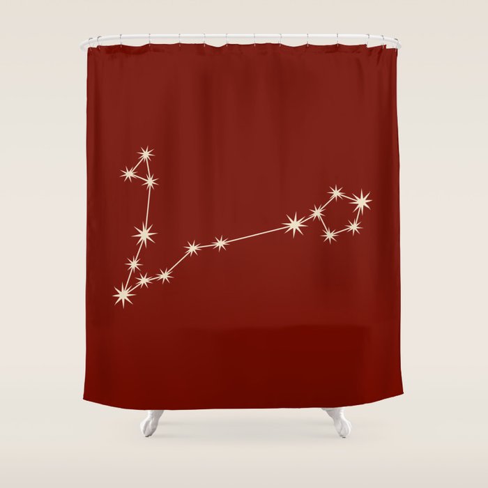 Pisces Zodiac Star Constellation Line Art Ruby Red Shower Curtain Gallery Image 1