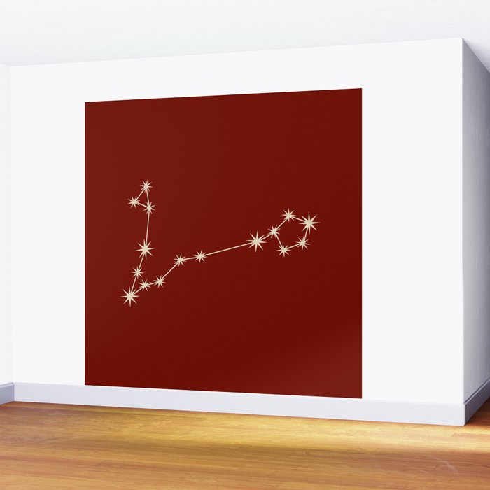 Pisces Zodiac Star Constellation Line Art Ruby Red Wall Mural Gallery Image 2