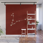 Pisces Zodiac Star Constellation Line Art Ruby Red Wall Mural Gallery Image 1