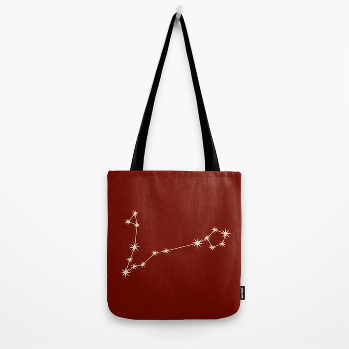 Pisces Zodiac Star Constellation Line Art Ruby Red Tote Bag Gallery Image 2