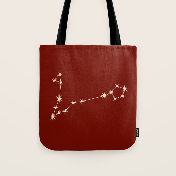 Pisces Zodiac Star Constellation Line Art Ruby Red Tote Bag Gallery Image 1