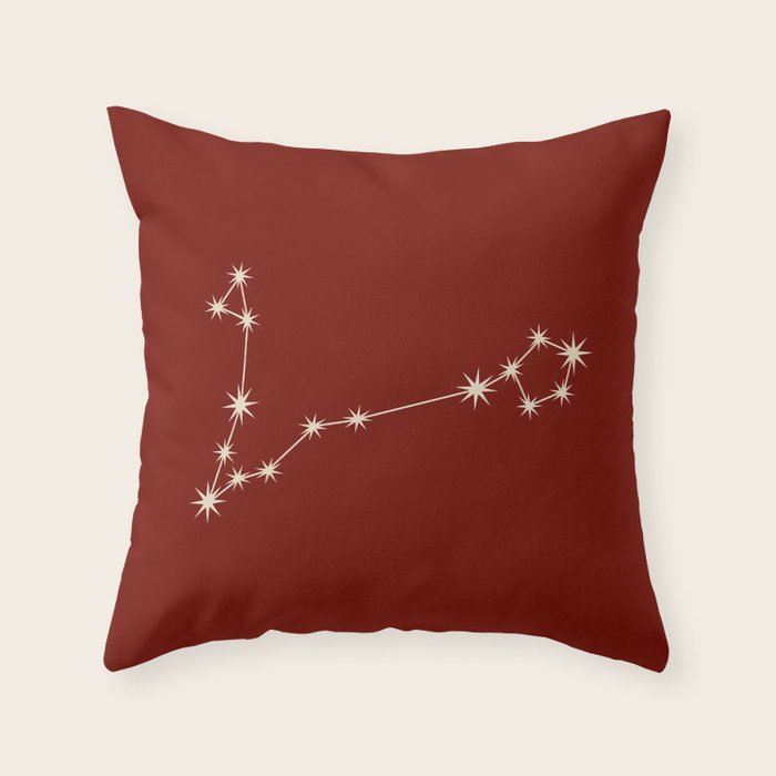 Pisces Zodiac Star Constellation Line Art Ruby Red Throw Pillow Gallery Image 6