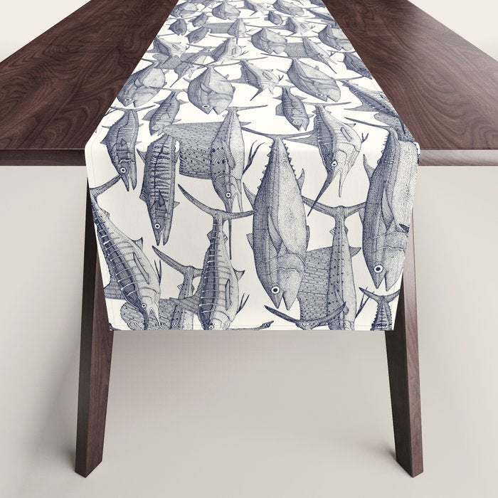 Atlantic fish blue Table Runner Gallery Image 1