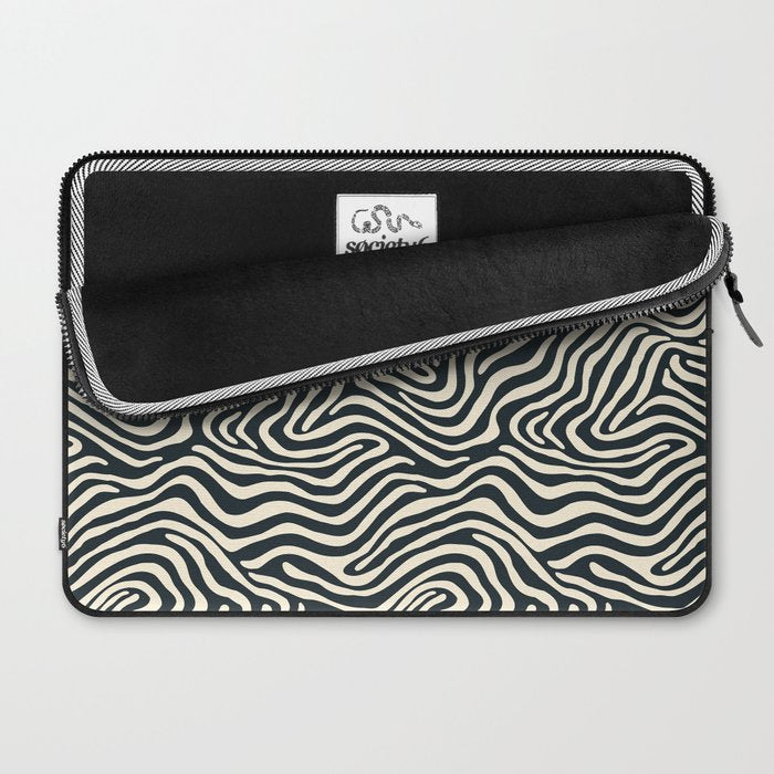 Abstract black and white stripe line pattern Laptop Sleeve Gallery Image 2