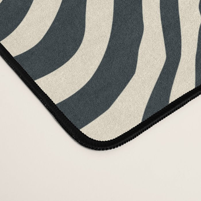 Abstract black and white stripe line pattern Desk Mat Gallery Image 4