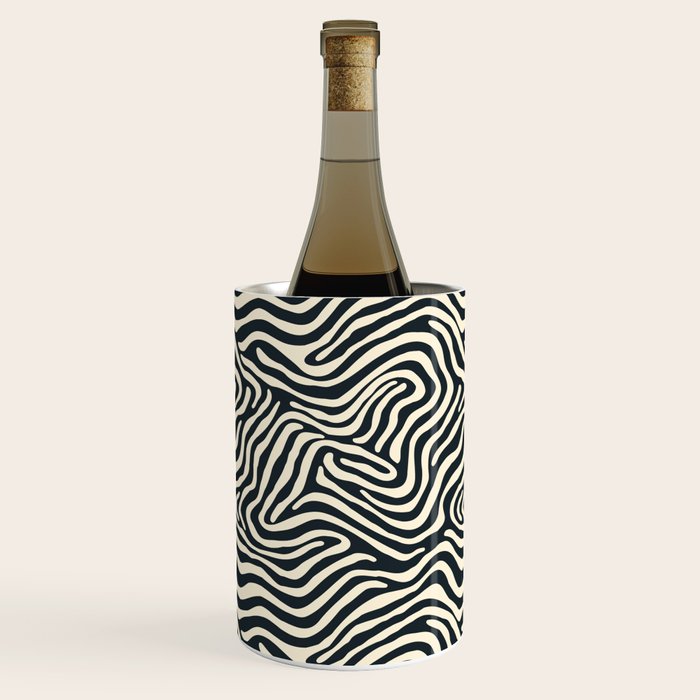 Abstract black and white stripe line pattern Wine Chiller Gallery Image 1