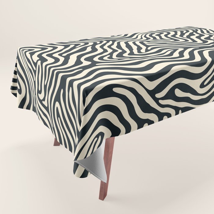 Abstract black and white stripe line pattern Tablecloth Gallery Image 1