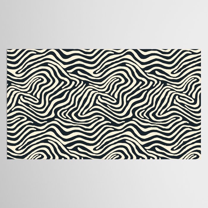 Abstract black and white stripe line pattern Tablecloth Gallery Image 2
