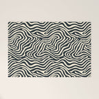 Abstract black and white stripe line pattern Welcome Mat Gallery Image 1