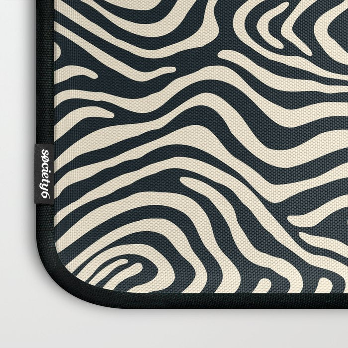 Abstract black and white stripe line pattern Laptop Sleeve Gallery Image 3