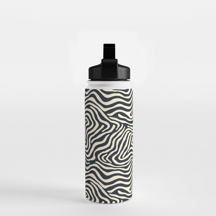 Abstract black and white stripe line pattern Water Bottle Gallery Image 2
