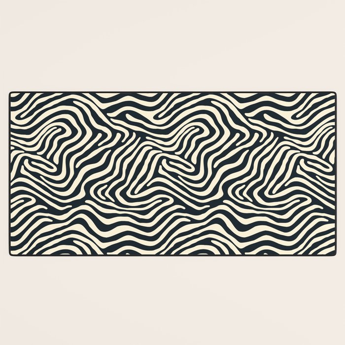 Abstract black and white stripe line pattern Desk Mat Gallery Image 3