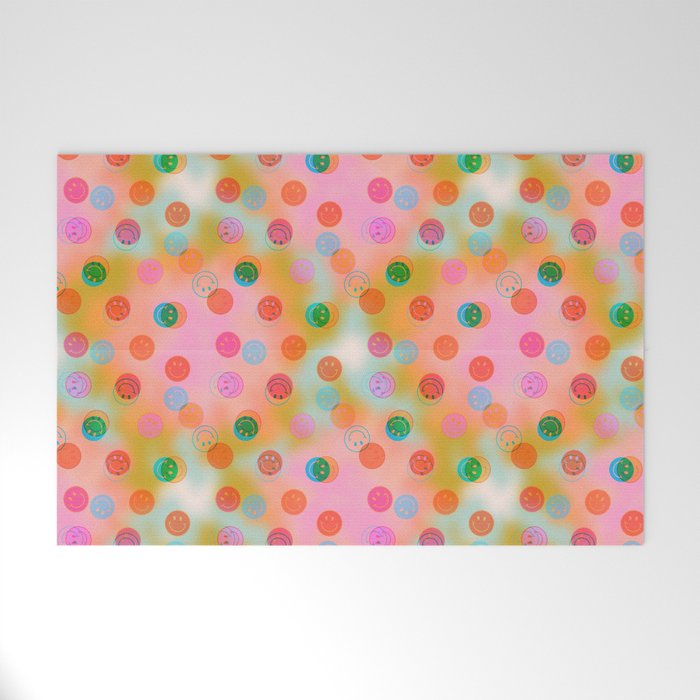 Tie Dye Smiley Face Stamp Print Welcome Mat Gallery Image 1