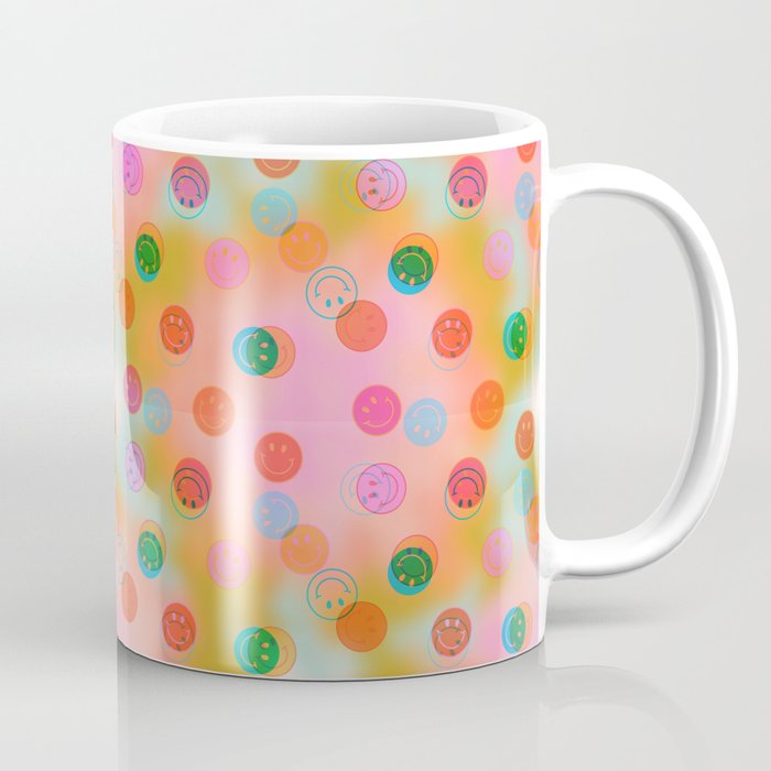 Tie Dye Smiley Face Stamp Print Coffee Mug Gallery Image 1